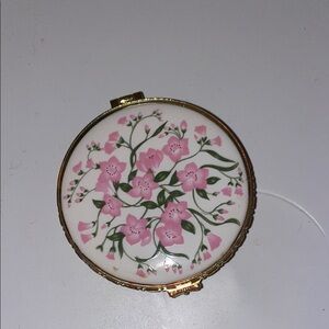 Floral Compact Mirror with Pink Flowers